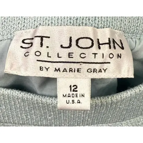 St. John Collection Skirt Womens 12 Blue A-Line Pointelle Scalloped Made USA