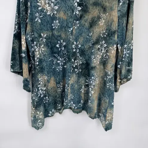 Vintage Y2K Brittany Black Top Womens 1X Green Forest Fairy Sparkle Tie Dye