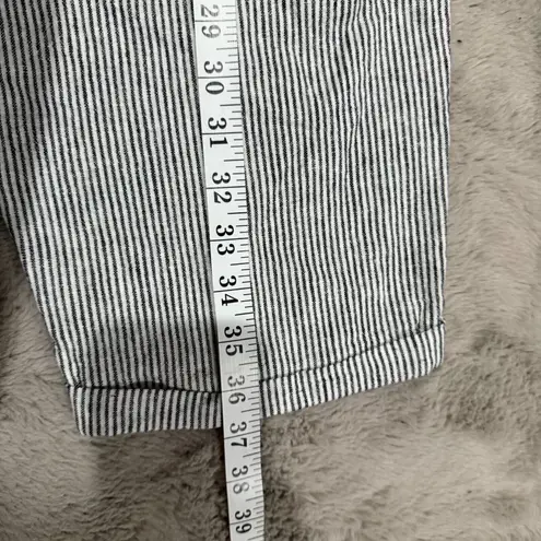 J.Crew Striped linen blend drawstring pant Size 18 casual pull on beach crop White