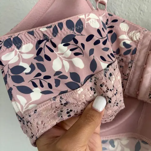 Unbranded Floral Light Pink with Lace Padded No Underwire Bra Size 40DD