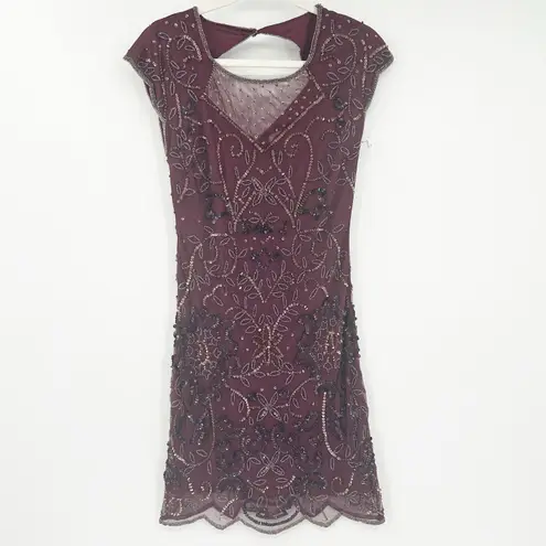 Miss Selfridge NEW Womens Party Evening Beaded Sequin Mini Dress Size 4 Purple