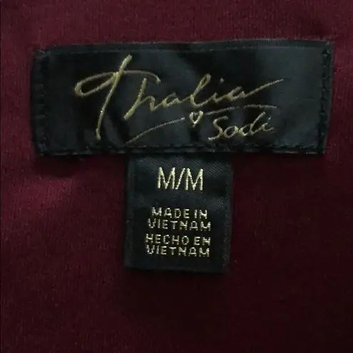 Thalia Sodi Faux leather illusion peplum dress