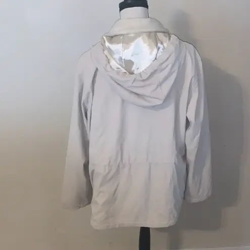 Weatherproof cream Zip-Up Jacket Rainproof Fleece Lined Satin Hooded