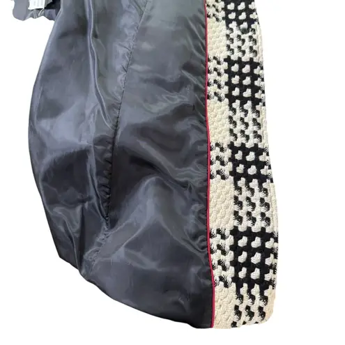 Via Spiga Vintage Black White Houndstooth Wool Blend Coat • Size 10 • Belted Bac