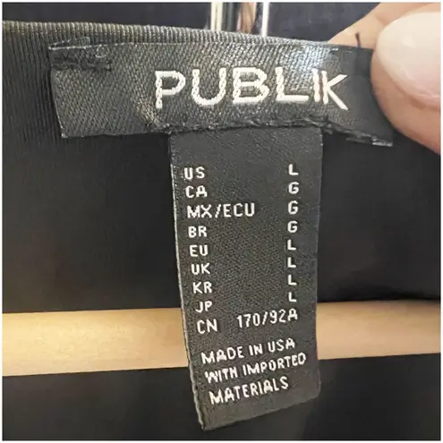 Publik Women’s Ruffled Black Bodysuit Size Large NWT Stretchy Vamp Goth Party