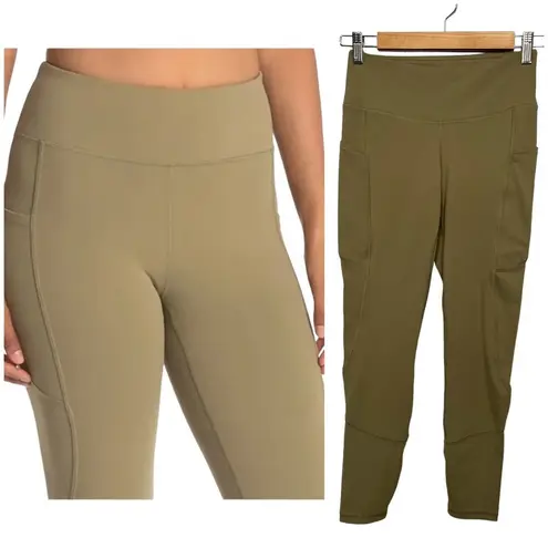 X By Gottex Core Ankle Leggings Pockets Workout Yoga Tan S