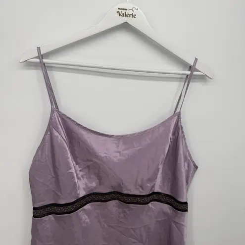 Delicates Purple Satin Nightgown Dress Mini Lingerie Size Large Sheer