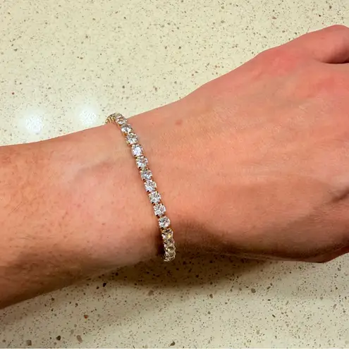 Moissanite Adjustable Gold Tennis Bracelet Brilliant Round Cut Stones