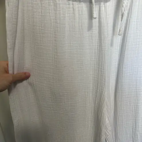 Just living White High Rise Cotton Gauze Textured Wide Leg Pants size large