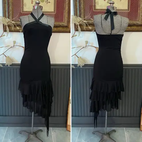 Vintage 90s I.N. San Francisco Gothic Black Halter Asymmetrical Faerie Dress~S💚