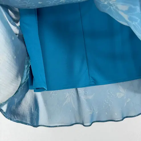 R & M Richards Vintage floral teal elastic waist skirt size 16