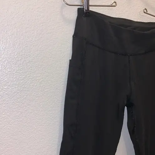 Black leggings gym yoga workout stretchy spandex side pockets