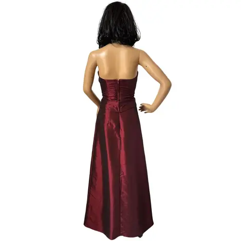 Vtg Y2K Zum Zum Niki Livas wine Taffeta Iridescent Skirt & sequin halter Top XS Red