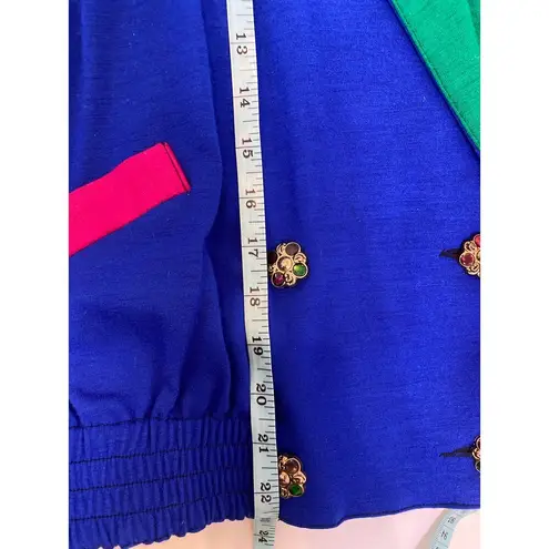 carole little Colorblock Lightweight Merino Wool Blazer Jeweled Buttons NWT Sz 4