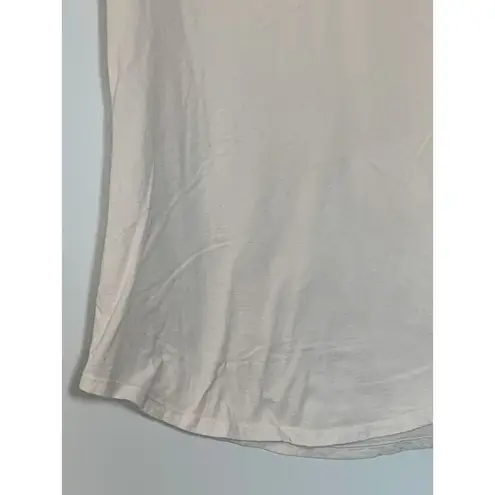 White Crow Buckle V Neck Raw Edge Light Pink T Shirt Size Small