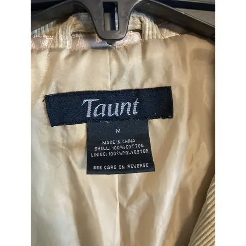 Y2K Beige Corduroy Jacket Blazer M Satin Trim Light Academia 70s Career Classic Tan Size M