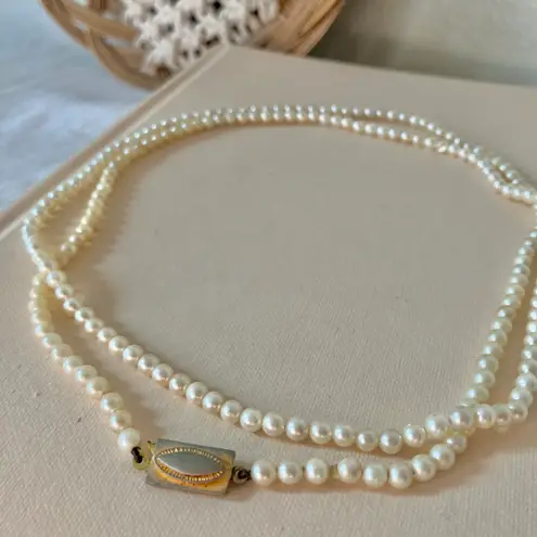 American Vintage Vintage “Lottie” Victorian Pinch Clasp Pearl Necklace 32.5 Antique Edwardian 