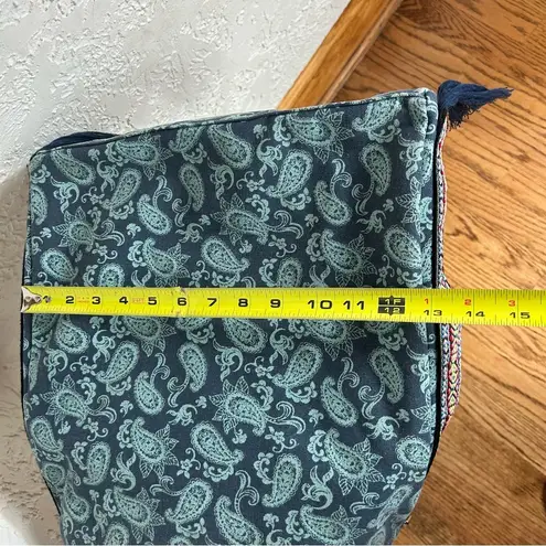 BOHO Paisley & Fringe Crossbody Tote Bag Blue