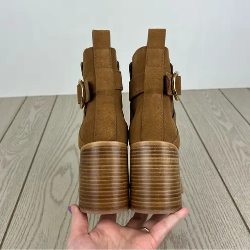See By Chloe See by Chloé Suede Buckle Ankle Booties 37.5 Tobacco (Tan) & Goldtone Metal $525