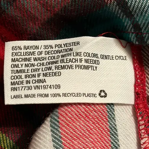 Colsie 2 Piece Plaid Pajama Set Red Green NWT Size L