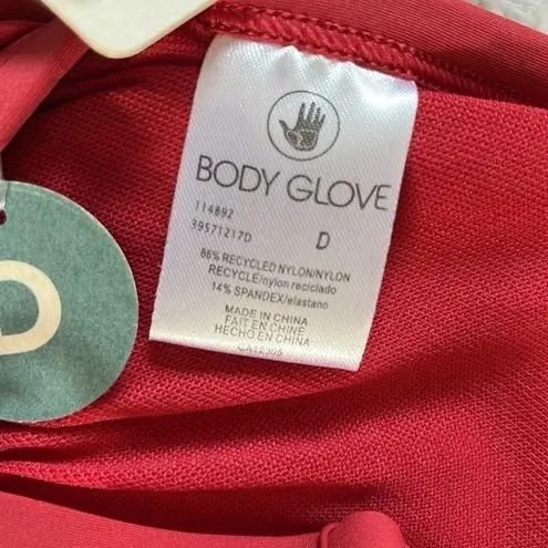 Body Glove Bikini top SENSES OLIVIA TRIANGLE front/back tie CHERRY Size D Cup