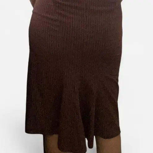 BCBG y2k 2000s pin striped pencil flare midi skirt size 6 Brown