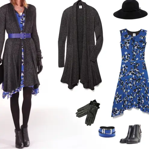 CAbi 5576 Untamed Dress electric blue floral Size M