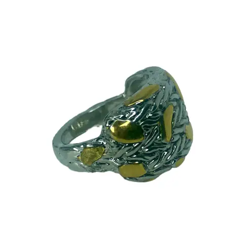 Silver and Gold Abstract Strokes Ring