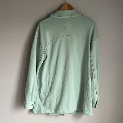 Avec Les Filles Mint Green French Terry Shirt Jacket Shacket