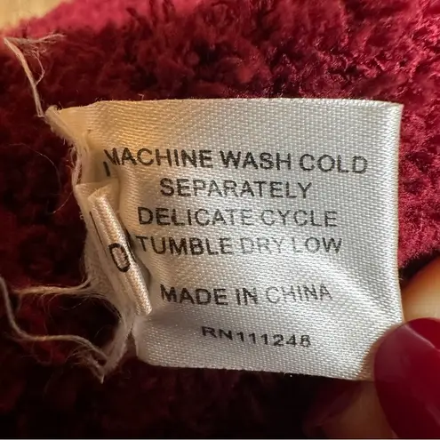 Barefoot Dreams CozyChic Relaxed Zip-Up Hoodie in Dark Red Size Large Pockets