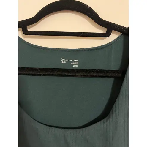 OFFLINE by Aerie Teal Ribbed Cropped Long Sleeve Top XL TG Green