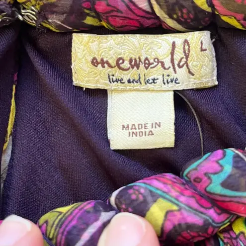 One World Women's Colorful Rope Neck Sleeveless Shift Dress Size L. NEW