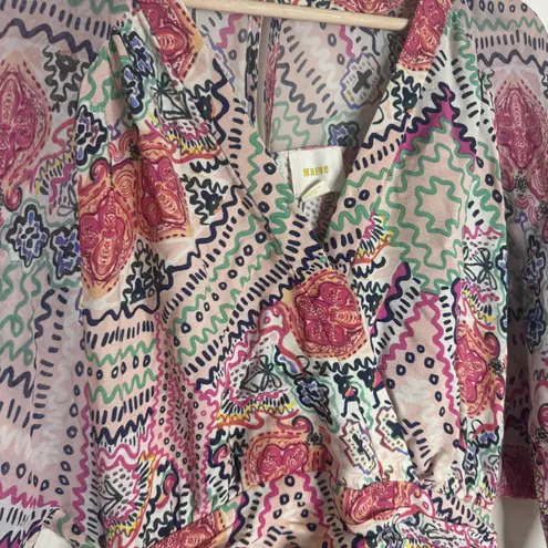 Maeve Anthropologie siya kimono dress Abstract Boho V Neck size 2 flowy