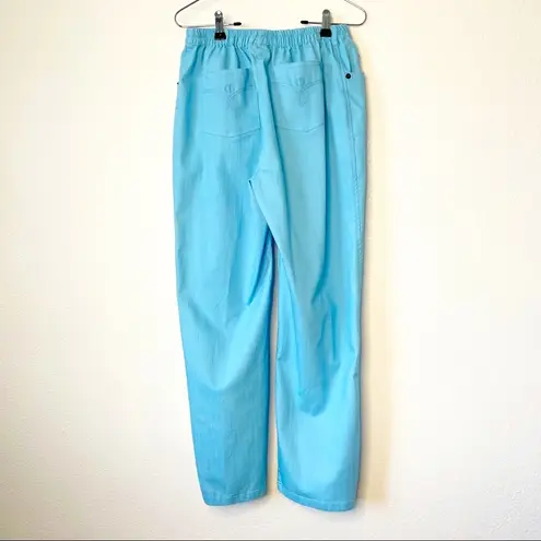 Cathy Daniels Cathy Daniel’s Straight Leg Pull On Jean Pants M Stretch Aqua Blue Slubbed