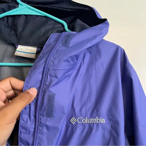 Columbia purple Omni tech hooded rain jacket size large *flaw