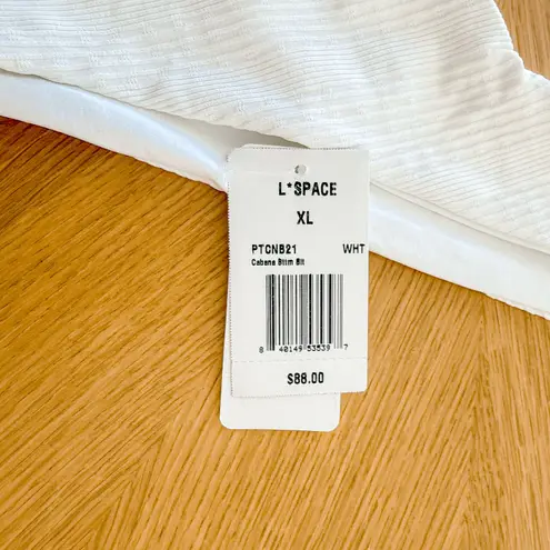 L Space Bikini Bottom Women XL White Pointelle Rib Cabana Minimalist Coastal NWT