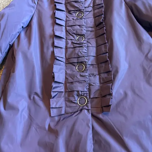 Moschino Cheap And Chic Purple Long-Length Puffer Coat Jacket Ruffle Size 8