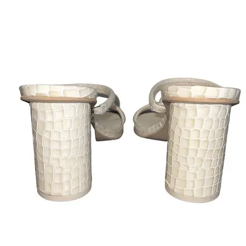 Dolce Vita Noles Croc Double Strap High Heels Block Heel Slip On Ivory Size 9