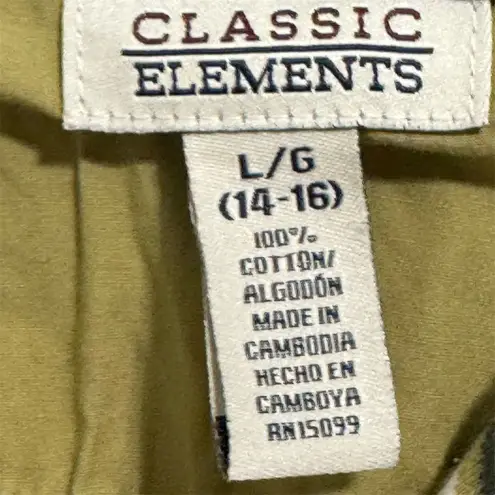 Classic Elements Vintage Y2K Striped Polo Shirt Top 3/4 Sleeve L 90s Preppy