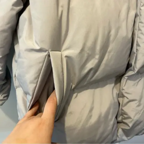 Commense Open Collar Quilted Hooded Puffer Coat S NWT Gray