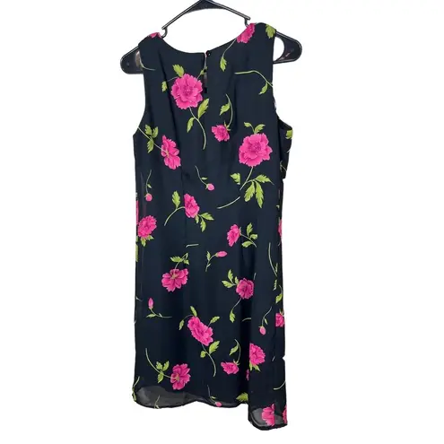 Jaclyn Smith Vintage 90s Floral Print Sleeveless Round Neck Knee Length Dress 6