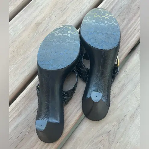 Coach  Black Woven Leather Sandals🖤🖤