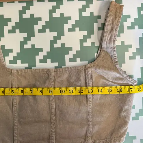 Mara Hoffman Tan Denim Amal Crop Tank Top Organic Cotton Zip Back Size 8 NWT