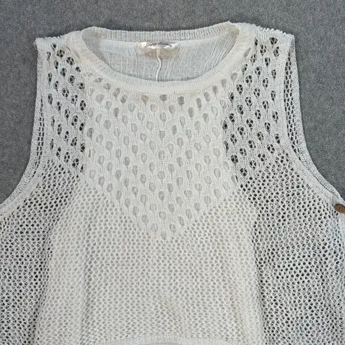 Simply Couture Layered Tunic Top Women's Small Crochet Crinkle Button Beachy - Image 2