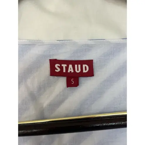 Staud Jodie Midi Wrap Dress Sea Stripe Size Small Bridal Wedding Guest Picnic Blue