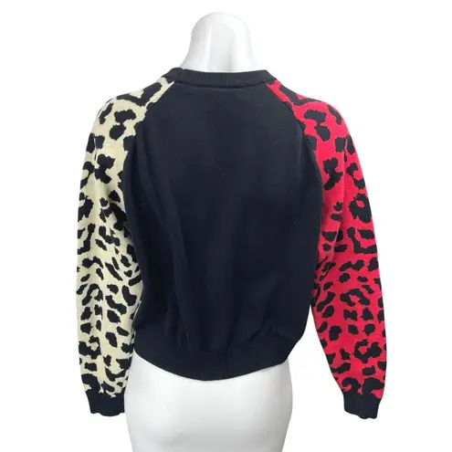 Desigual Carlyn Multicolor Leopard Colorblock Long Sleeve Sweater Top Size S - Image 2