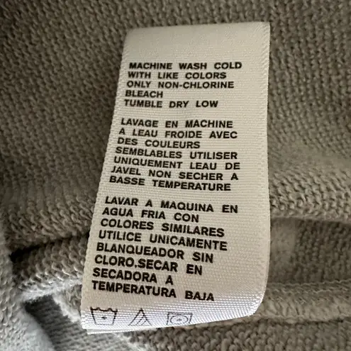 James Perse Standard Gray Funnel-Neck Drawstring Sweatshirt Raw Hem Women’s S