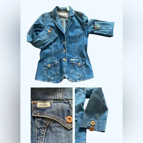 Vintage Levi Strauss Jean Jacket Denim Wash Copper Color Buttons Small Blue