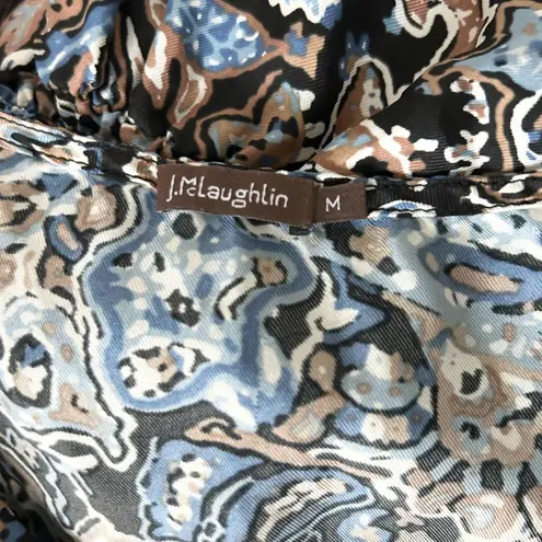 J McLaughlin Marea Wide Leg Jumpsuit Black Blue Paisley Print Silk Size Medium