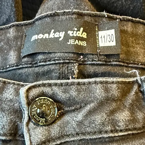Monkey Ride Jeans Womens Size 11 Black Denim Cotton Lycra Stretch Skinny Fit